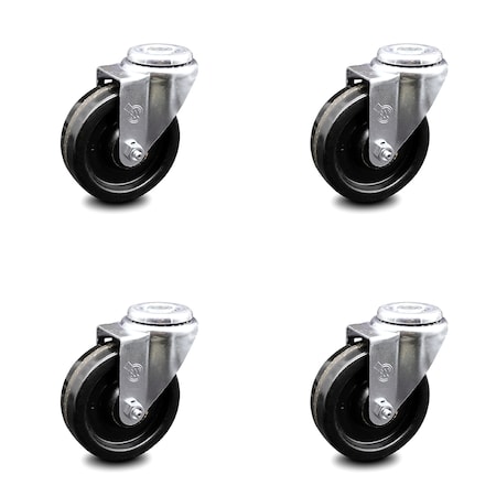 Service Caster 4 Inch Phenolic Wheel Swivel Bolt Hole Caster Set SCC-BH20S414-PHR-4